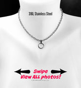 Discreet Sub Day Collar, FREE 24/7 Lock Option, O-Ring, Stainless Steel Cable Chain
