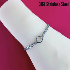 Dainty O-Ring Day Collar  Bracelet, Waterproof 24/7, Stainless Steel