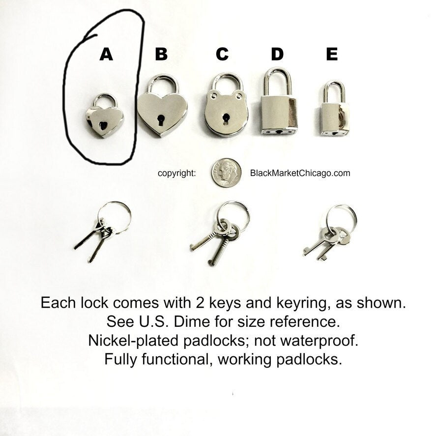 BDSM Day Collar 316L Stainless Steel Cable Dainty Chain with Small Mini HEART Padlock Closure Submissive Necklace