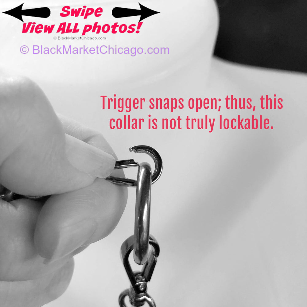 Sub Day Collar, 24/7 Public Wearable, Stainless Steel Curb Chain, O-ring with Swivel Snaps Closure