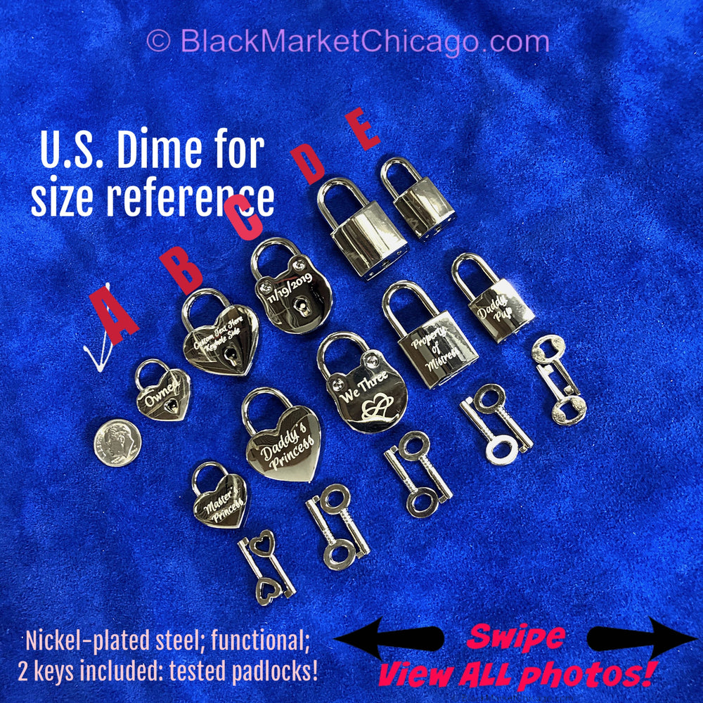 Custom Engraved Personalized Padlock & 2 Keys, Love Locks, Fully Functional Nickel-Plated Steel Padlock, Submissive wedding memorial