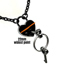 Sub Day Collar 316L Black Stainless Steel Cable Dainty Chain with Small GUNMETAL Heart Padlock Necklace