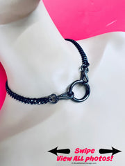 Sub Day Collar Stainless Steel Black Curb Chain & Ring 24/7 Waterproof Swivel Snap Closure