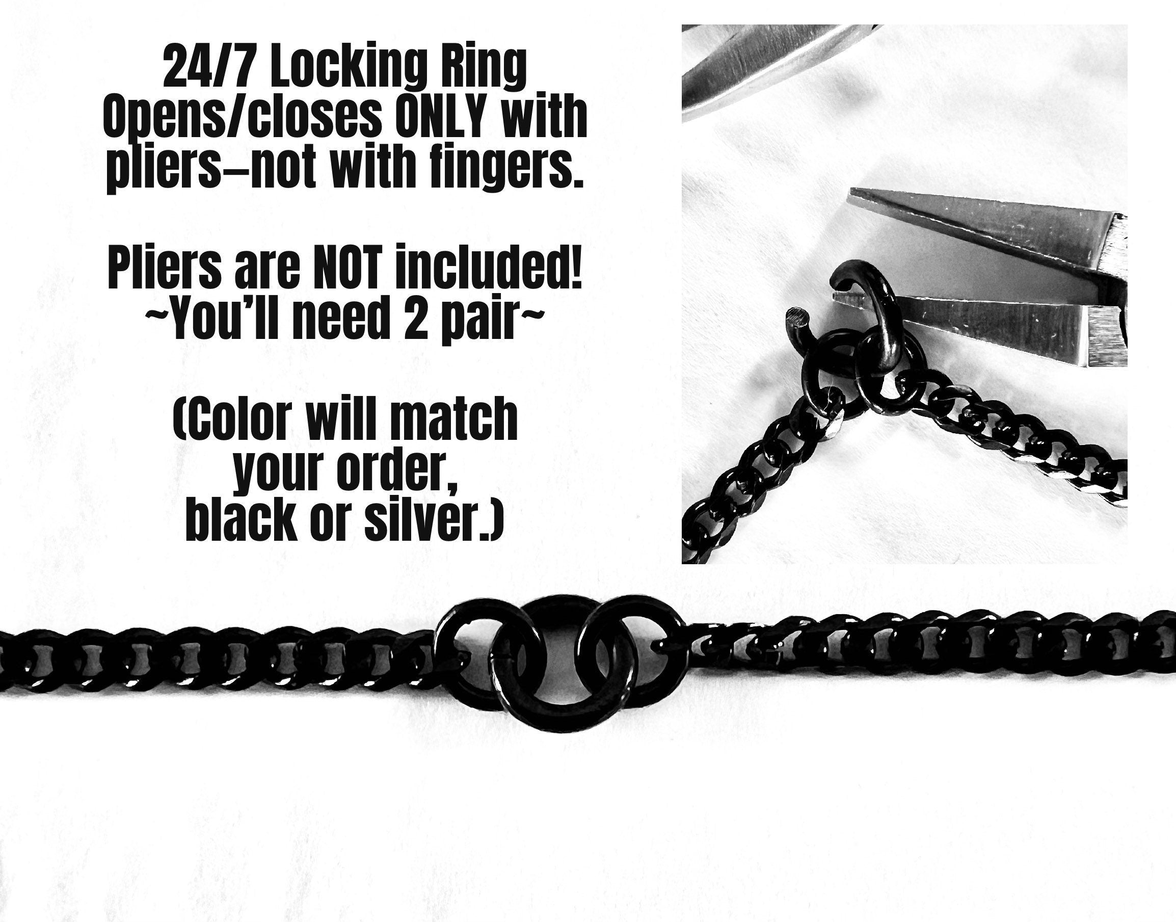 Permanent Lock Option Sub Day Collar, O-Ring Necklace, 24/7 Wear, Stainless Steel Curb Chain