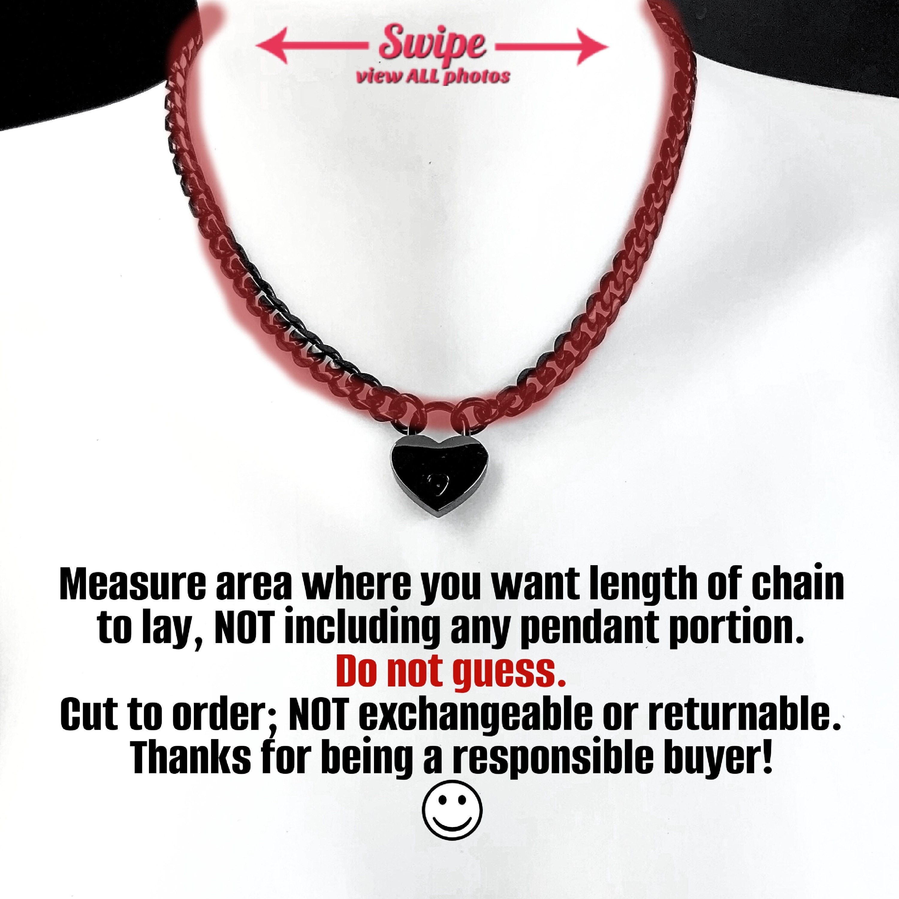 Sub Day Collar 316L Black Stainless Steel Cable Dainty Chain with Small GUNMETAL Heart Padlock Necklace