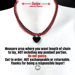Sub Day Collar 316L Black Stainless Steel Cable Dainty Chain with Small GUNMETAL Heart Padlock Necklace