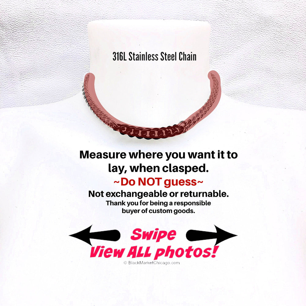 Discreet Submissive Day Collar 2-tone Black and Silver Stainless Steel Chain Necklace