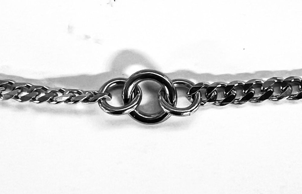 Discreet Submissive Day Collar 2-tone Black and Silver Stainless Steel Chain Necklace