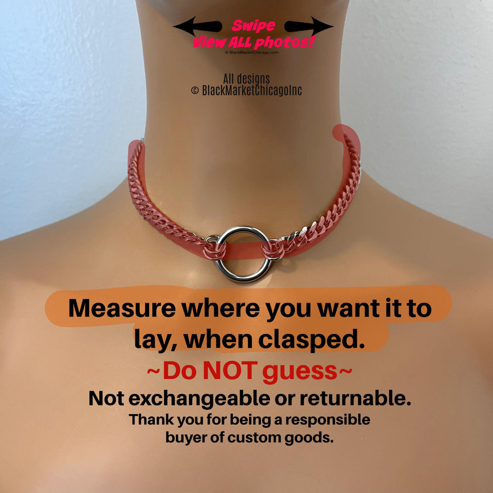 Day Collar, Seamless Ring & Chain, Discreet SILVER Stainless Steel, Waterproof 24/7