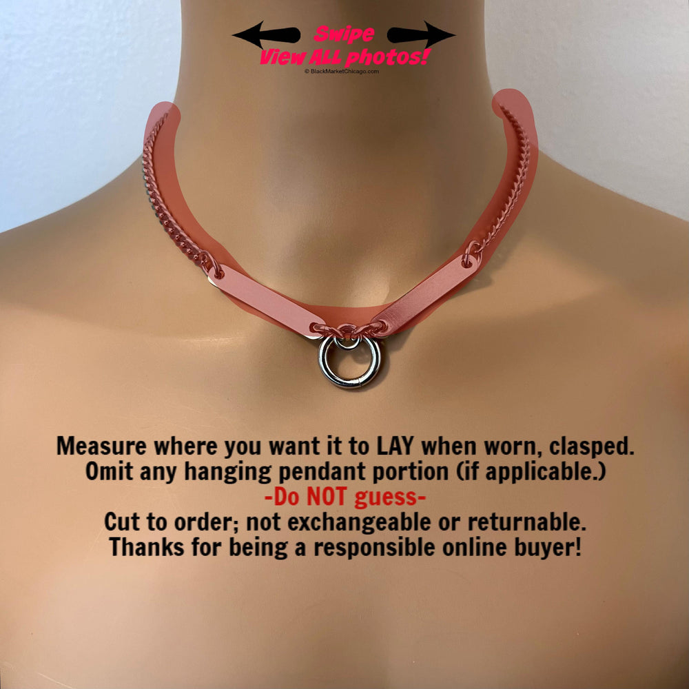 Sub Day Collar, BDSM O-Ring & Bars, 24/7 Permanent Clasp Option, Stainless Steel
