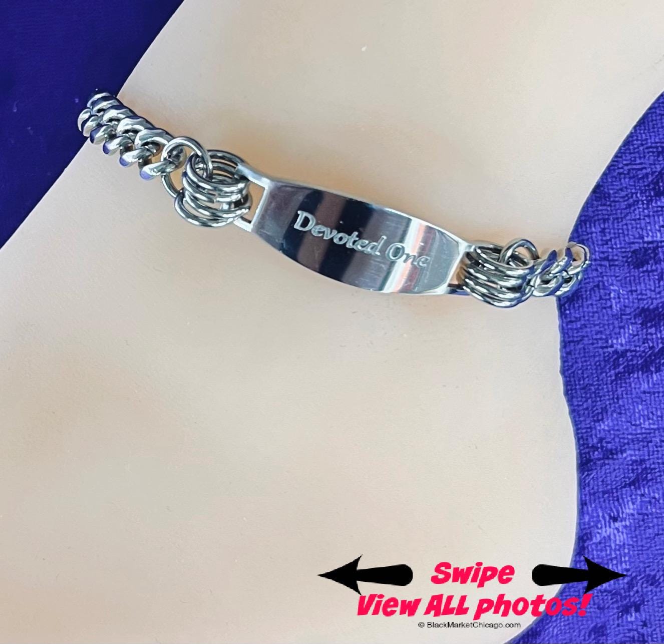 Day Collar Wrist or Ankle Bracelet, 24/7, Hidden Message Option, Custom Engraved, Silver Stainless