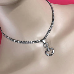 Discreet Sub Day Collar, Thorny Heart, Permanent Locking Option, 316L Stainless Steel, Waterproof 24/7