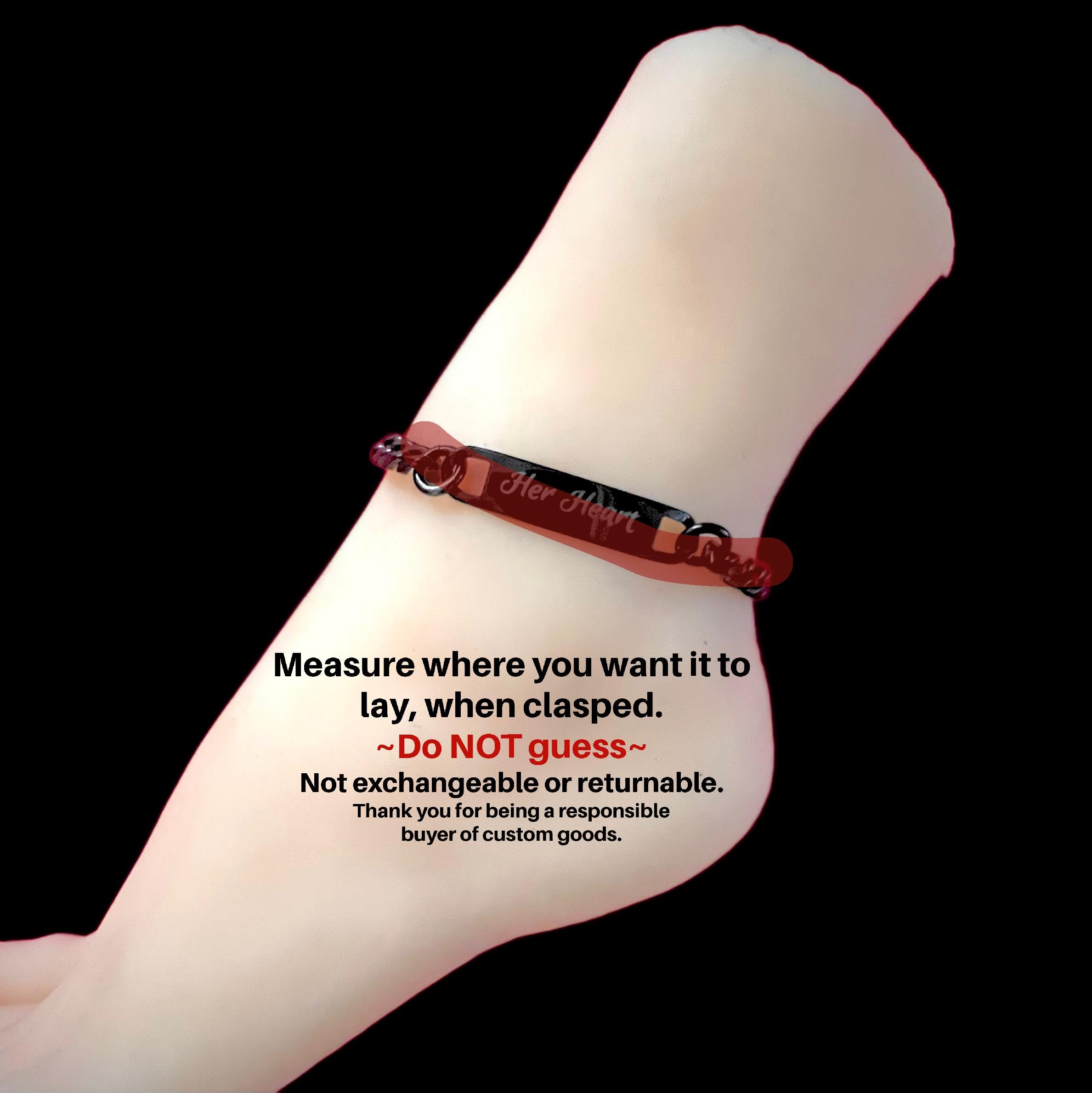 Day Collar Wrist or Ankle Bracelet, 24/7, Hidden Message Option, Custom Engraved, Black Stainless
