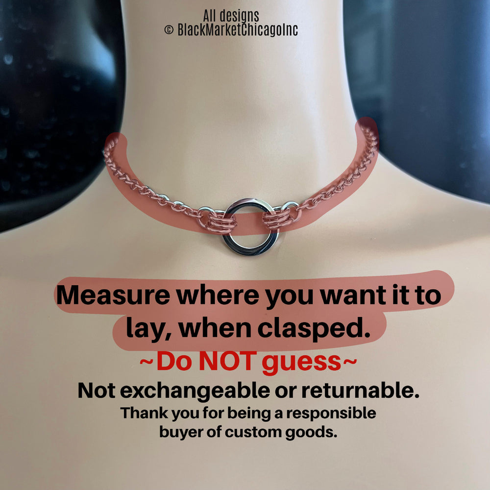 Discreet O-Ring Day Collar, 24-7 Wear, Permanent Locking OPTION, Stainless Steel Cable Chain