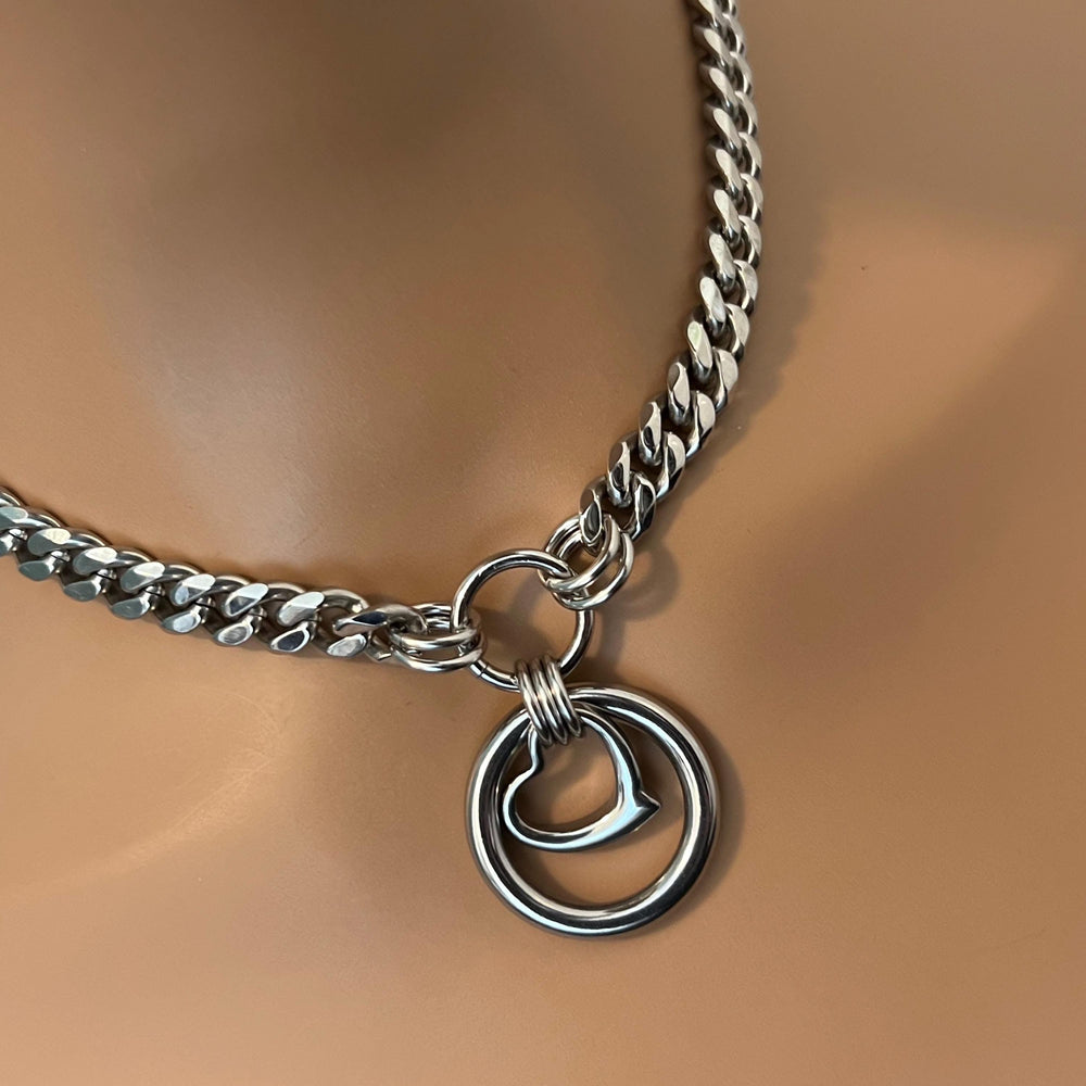 Day Collar Eternity Ring & Heart 24/7, Waterproof Chain, Stainless Steel