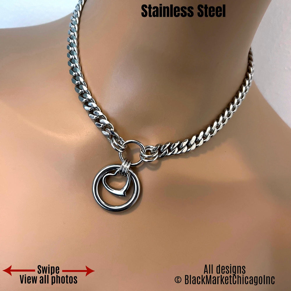 Day Collar Eternity Ring & Heart 24/7, Waterproof Chain, Stainless Steel