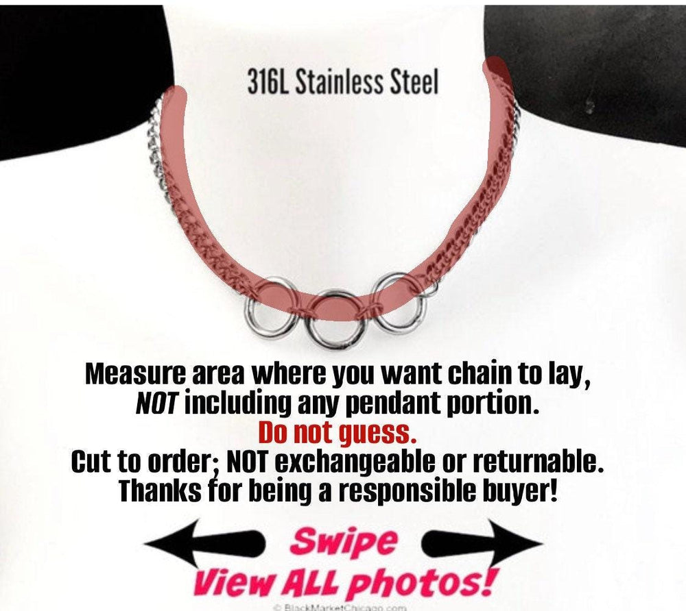 Discreet 24/7 Waterproof BDSM Day Collar Elegant Necklace 316L Stainless Steel Heart and Chain
