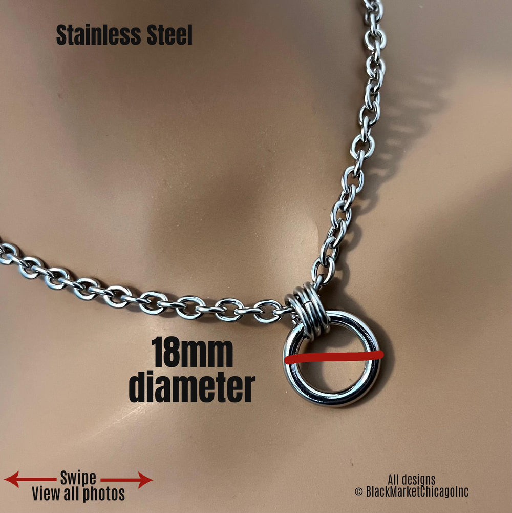 Day Collar, Minimalist Discreet, O-Ring, Stainless Steel, 24-7, Waterproof Lockable