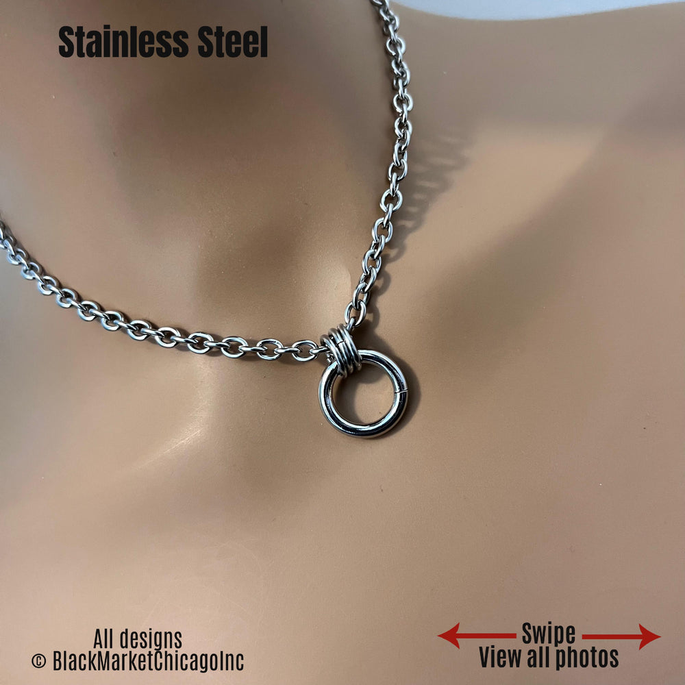 Day Collar, Minimalist Discreet, O-Ring, Stainless Steel, 24-7, Waterproof Lockable