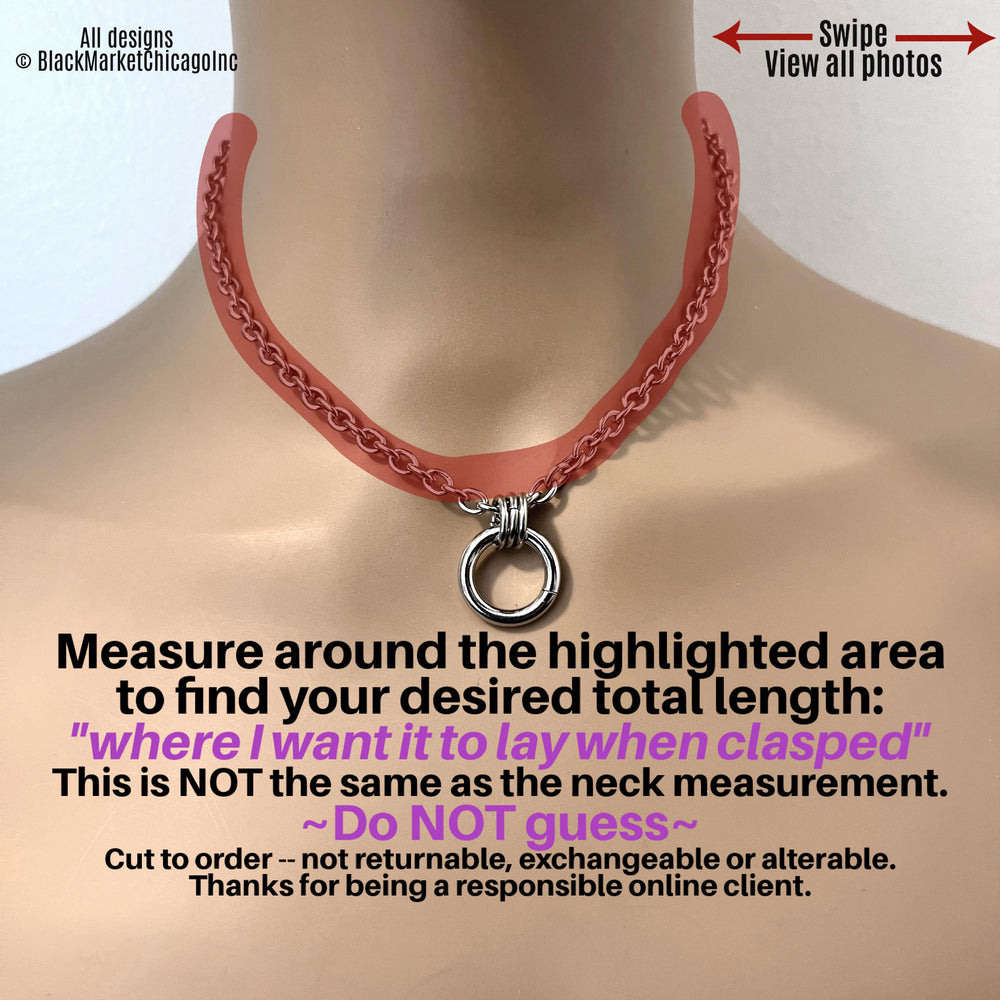 Day Collar, Minimalist Discreet, O-Ring, Stainless Steel, 24-7, Waterproof Lockable