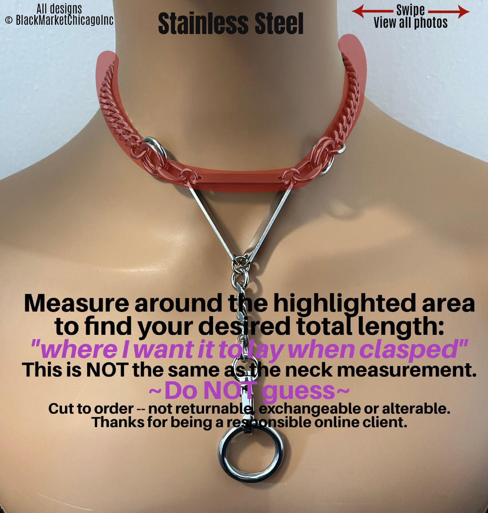 Grunge Edgy Statement Necklace, Bars, Rings, Chunky Stainless Steel