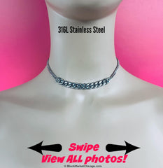 Sub Day Collar, 24-7 Wearable with Permanent Lock OPTION, All Stainless Steel