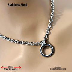 Day Collar, Minimalist Discreet, O-Ring, Stainless Steel, 24-7, Waterproof Lockable