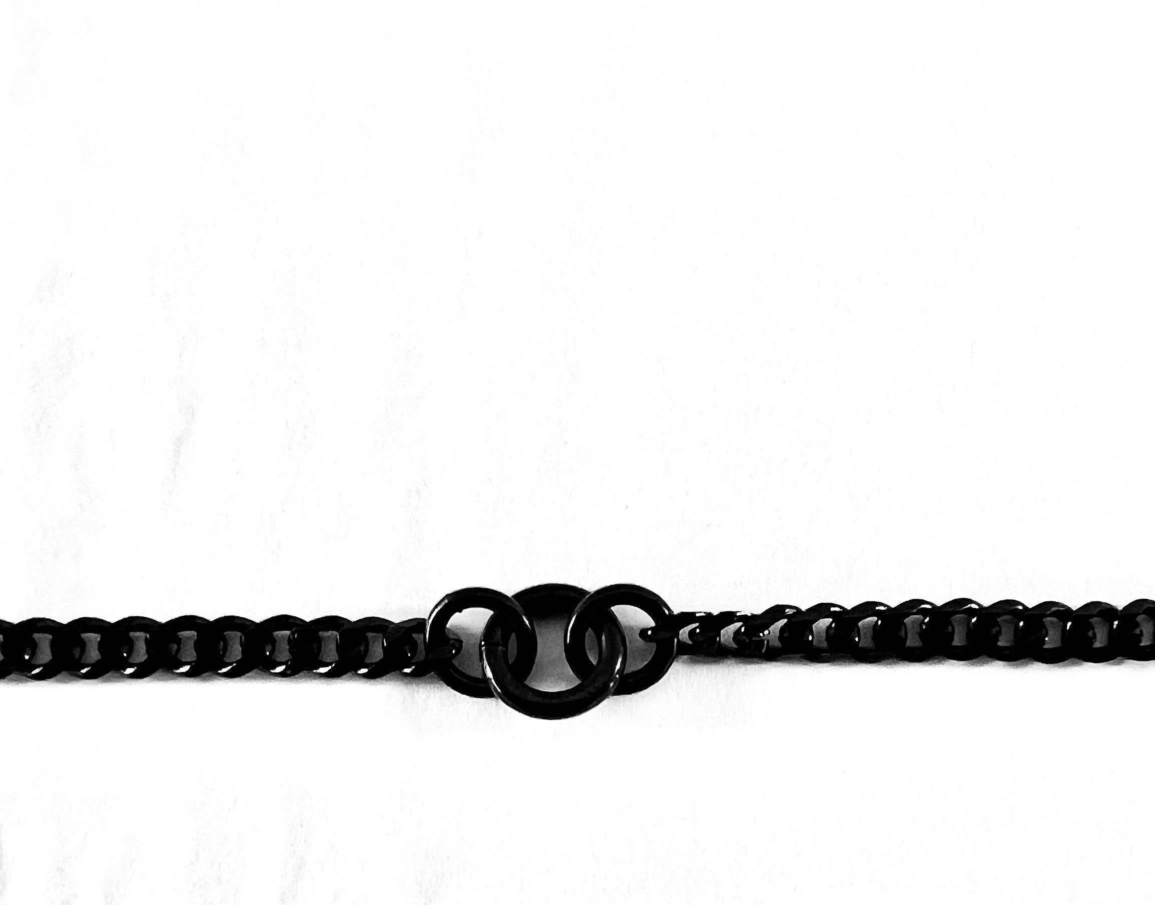 Black Curb Chain Bracelet, All Stainless Steel, 24/7 wear, Permanent lock option