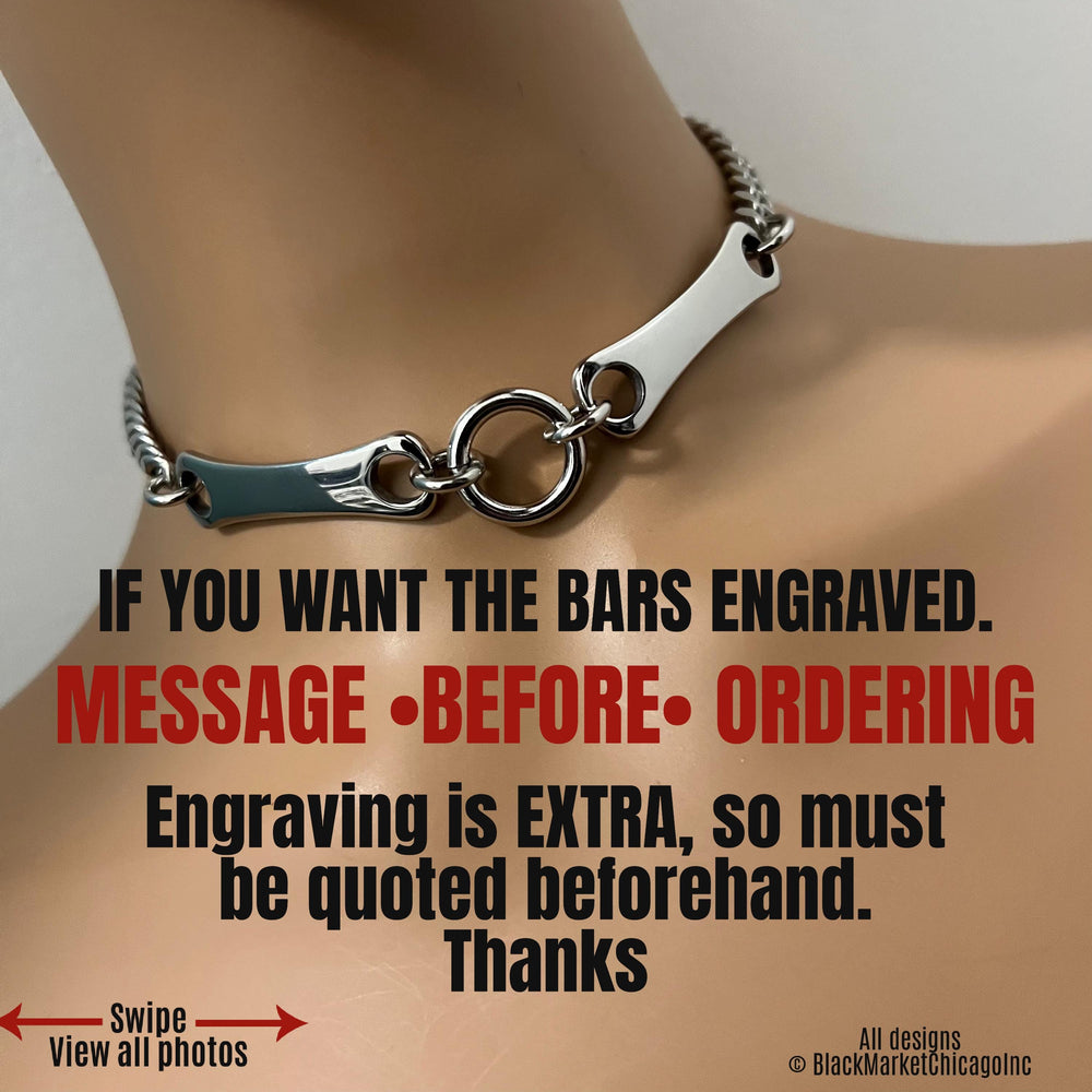 Industrial Day Collar, O-Ring, Bars, Chunky Chain, 24/7 Wear, All Stainless Steel