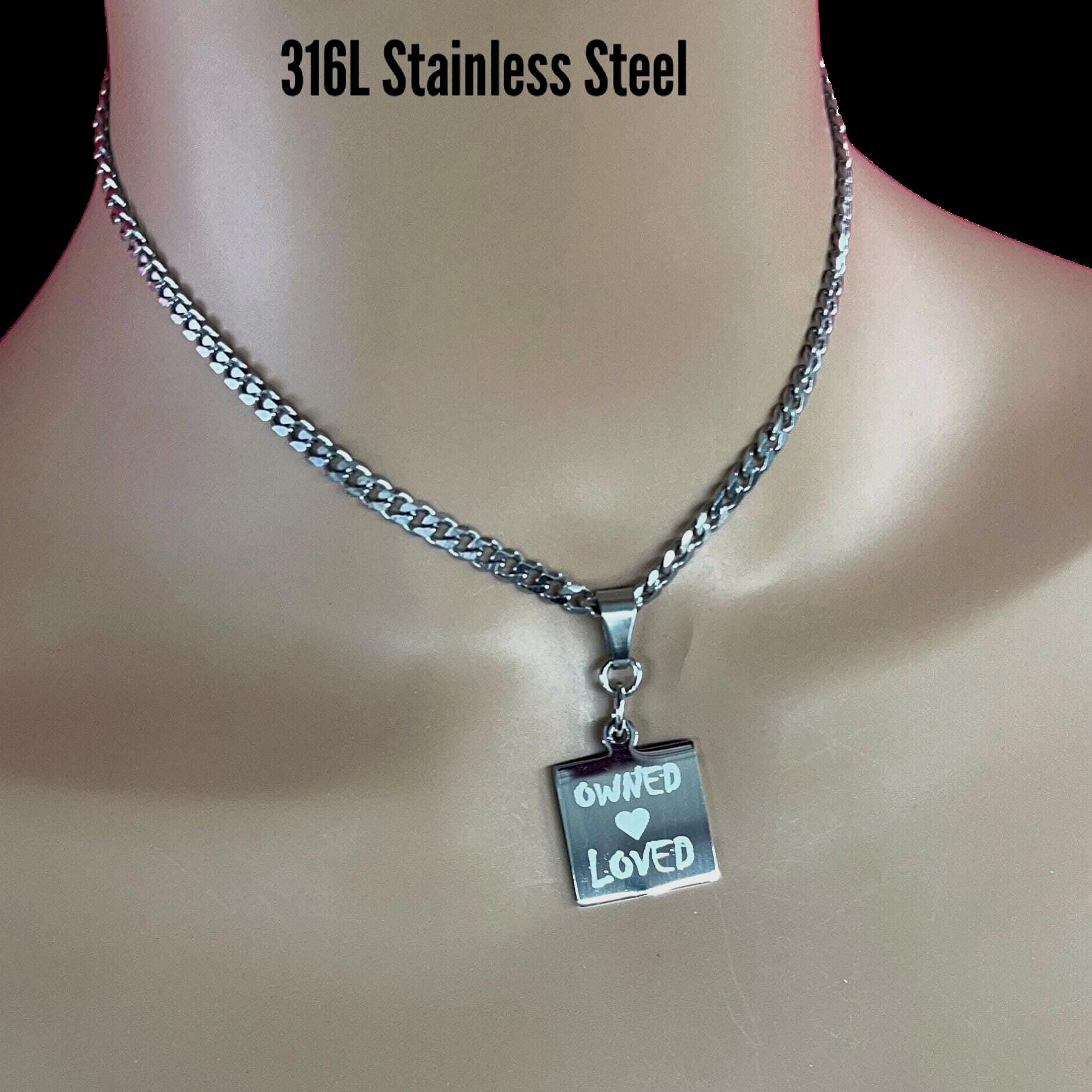 Sub Day Collar, Engraved, 24/7 Lock option, Loved, Owned, Stainless Steel