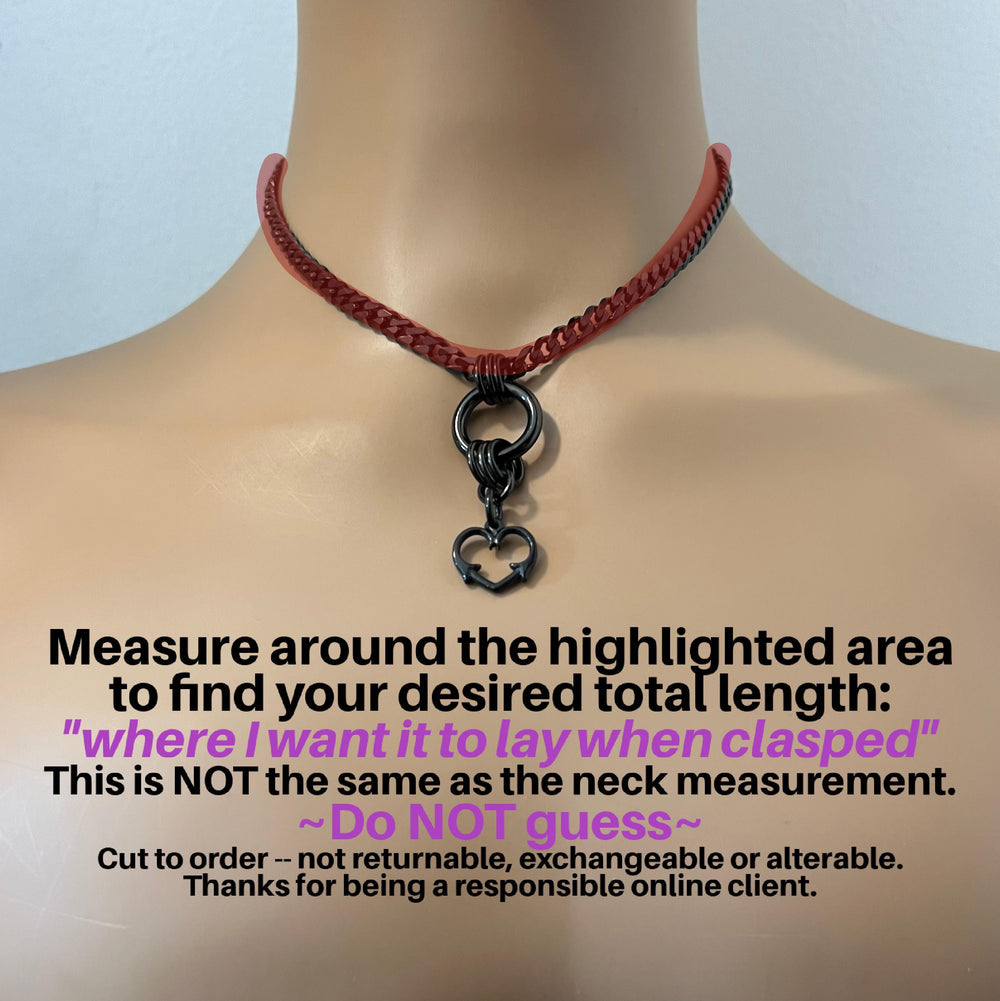 Day Collar, O-Ring & Thorny Heart, BLACK Stainless, 24/7 Lockable