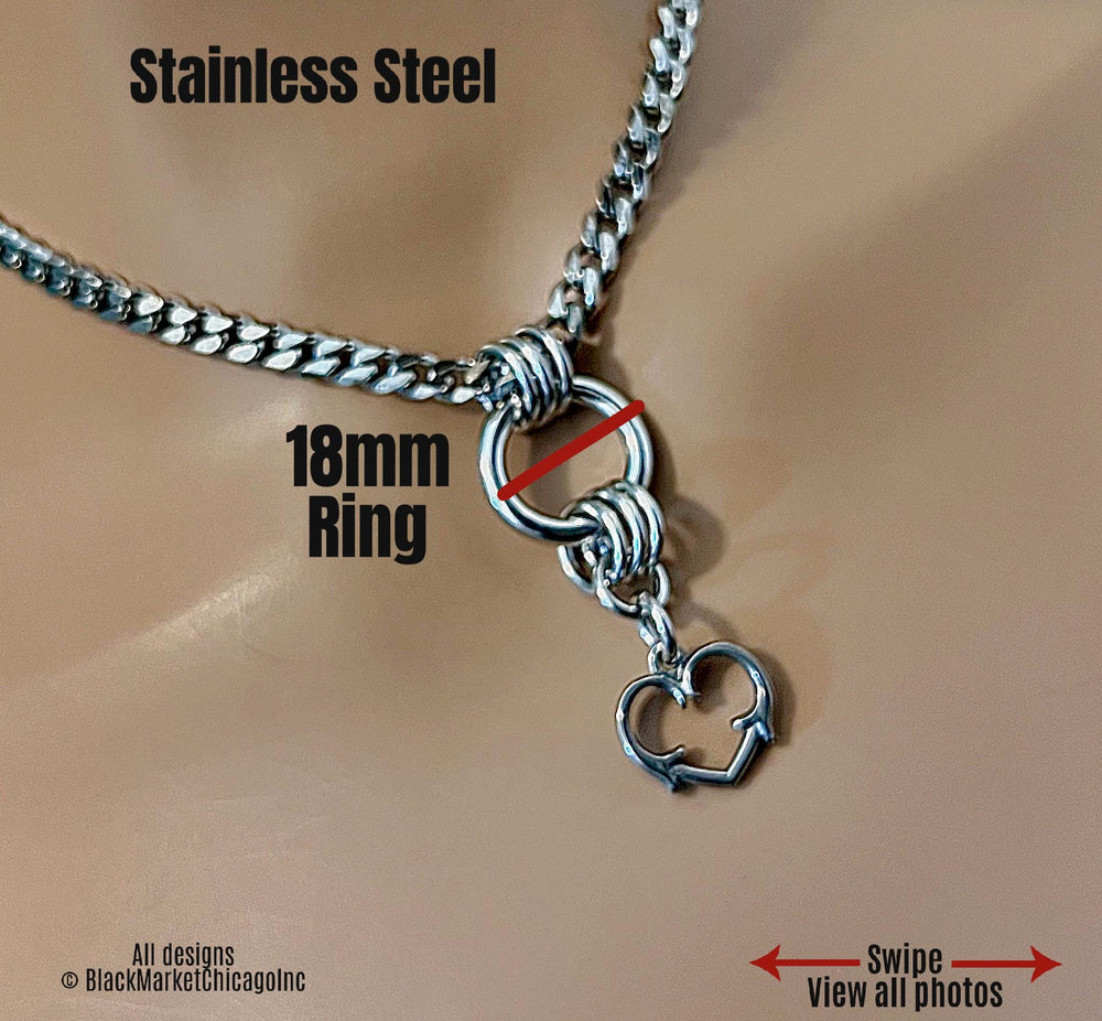 Day Collar, O-Ring & Thorny Heart, Stainless, 24/7 Lockable
