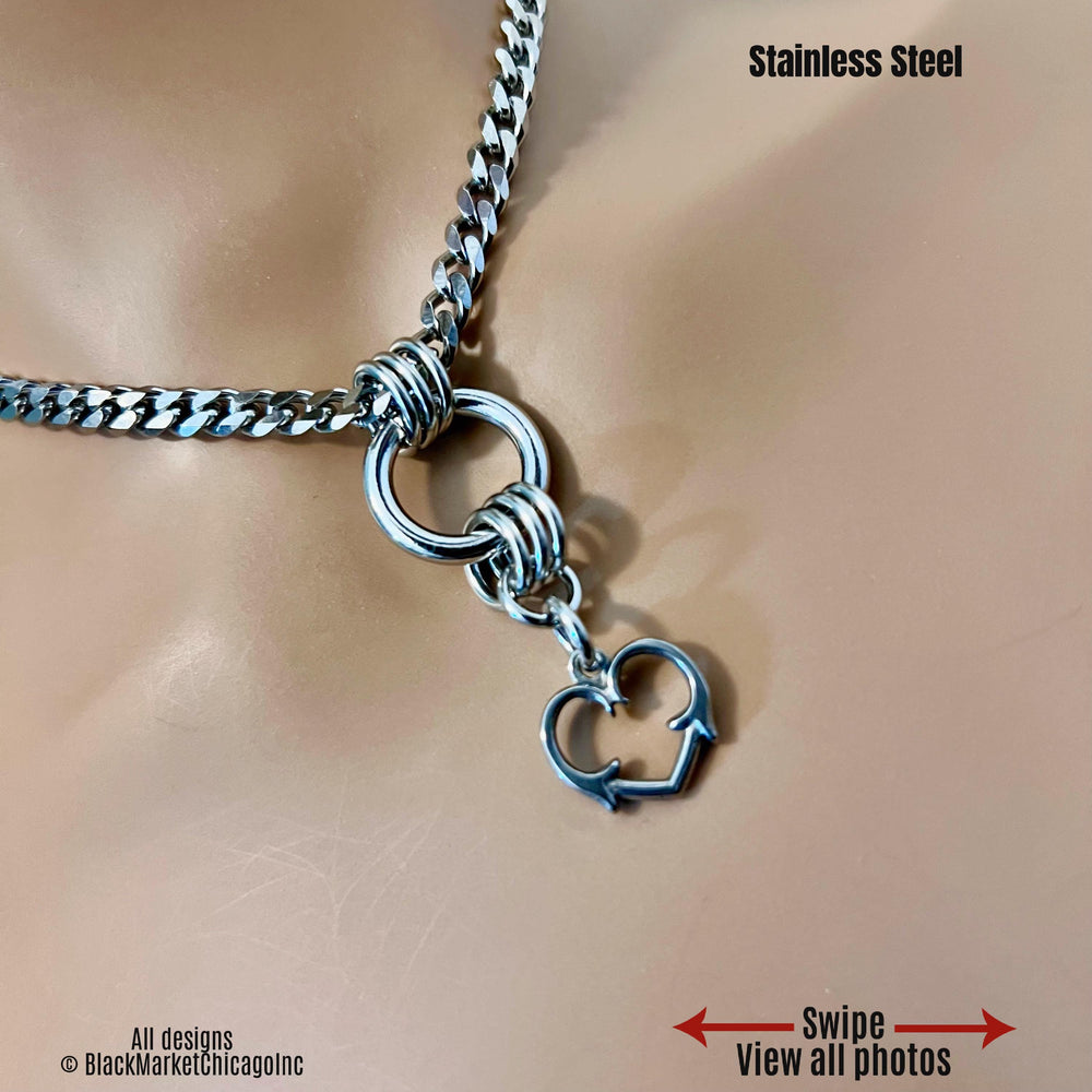 Day Collar, O-Ring & Thorny Heart, Stainless, 24/7 Lockable