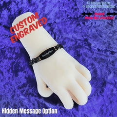 Day Collar Wrist or Ankle Bracelet, 24/7, Hidden Message Option, Custom Engraved, Black Stainless