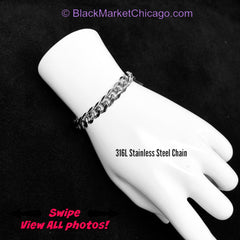 Curb Chain Bracelet, 24/7 Waterproof, Lock option, Mens or Womens Stainless Steel