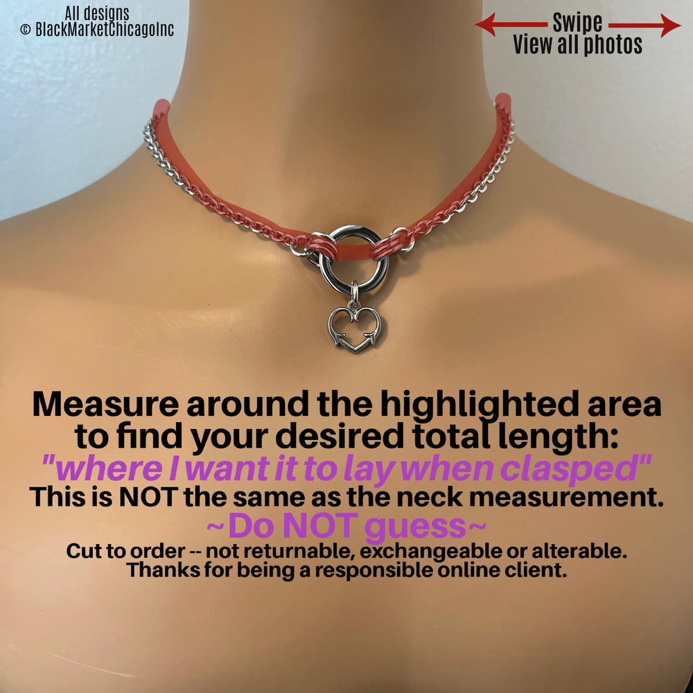 Sub Day Collar, Thorny Heart + Ring, 24-7, Locking OPTION, Stainless Steel