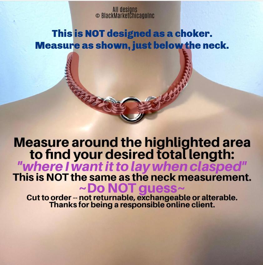 Sub Day Collar, 24-7, Silver Stainless Steel Chain, Lock option,