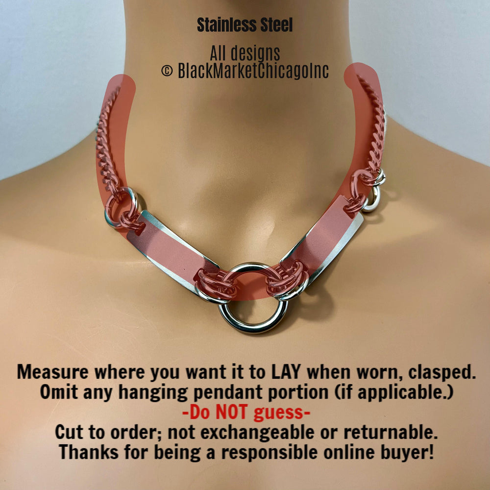 Chunky Steel & Chain Necklace, Industrial Edgy, Stainless, Alt Punk