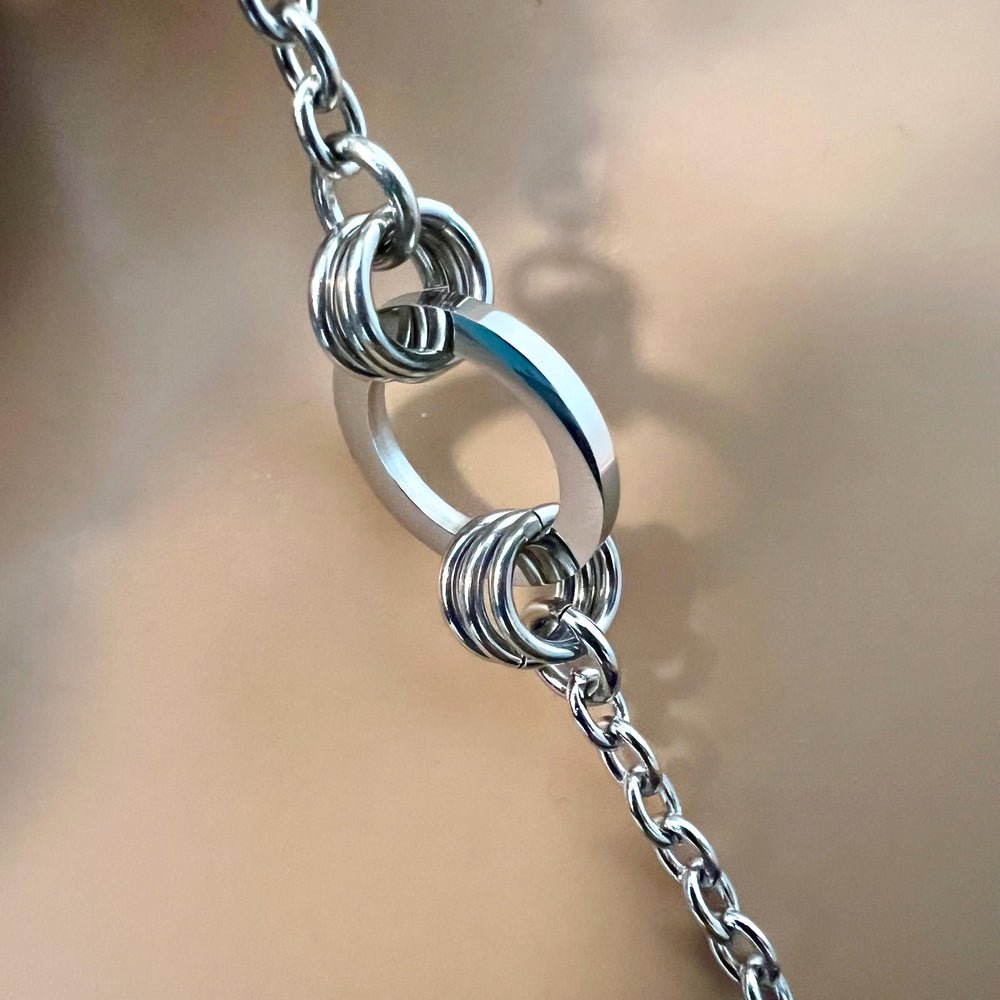 Discreet O-Ring Day Collar, 24-7 Wear, Permanent Locking OPTION, Stainless Steel Cable Chain