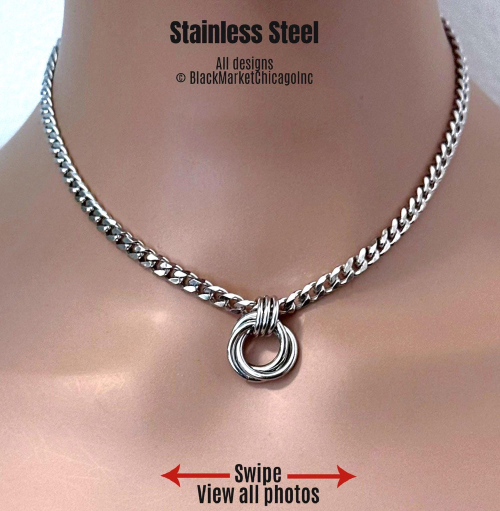 Celtic Knot Day Collar, 24/7 Silver Stainless Steel, Lock Option