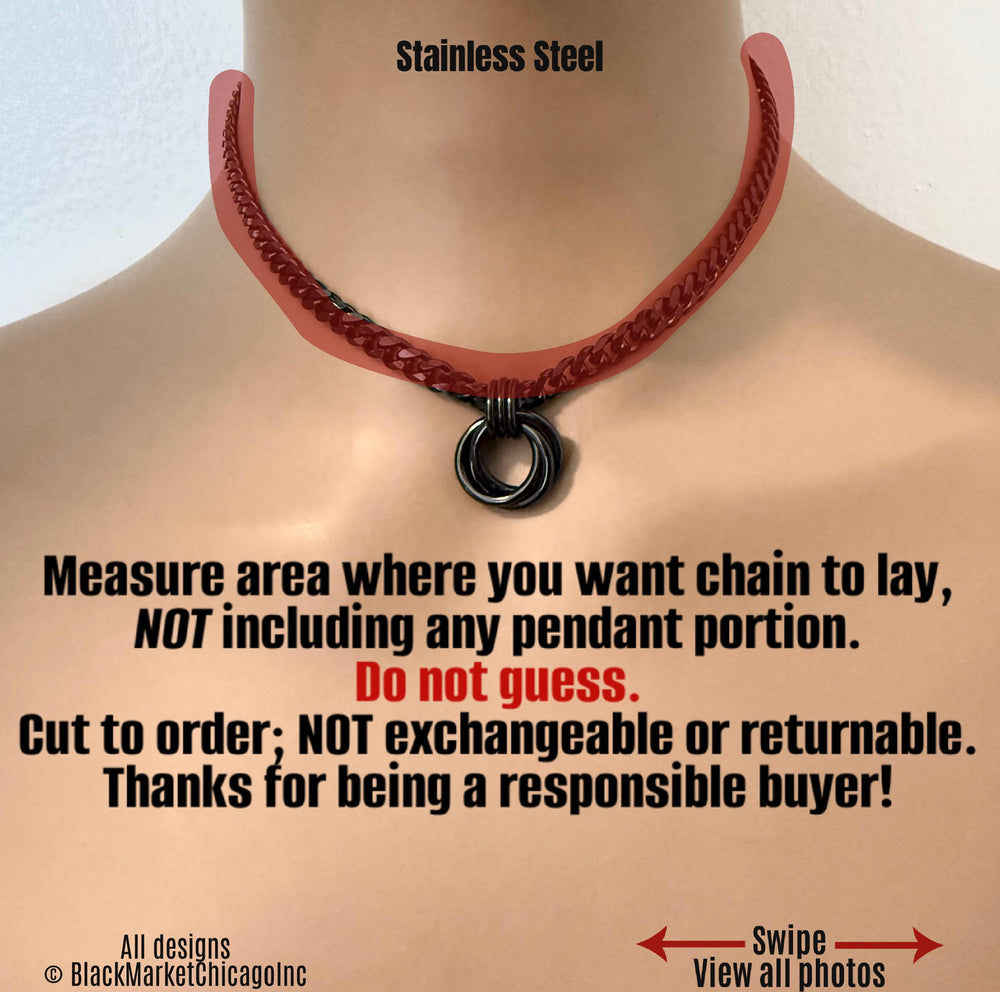 Trinity Knot Day Collar, 24/7 BLACK Stainless Steel, Lock Option