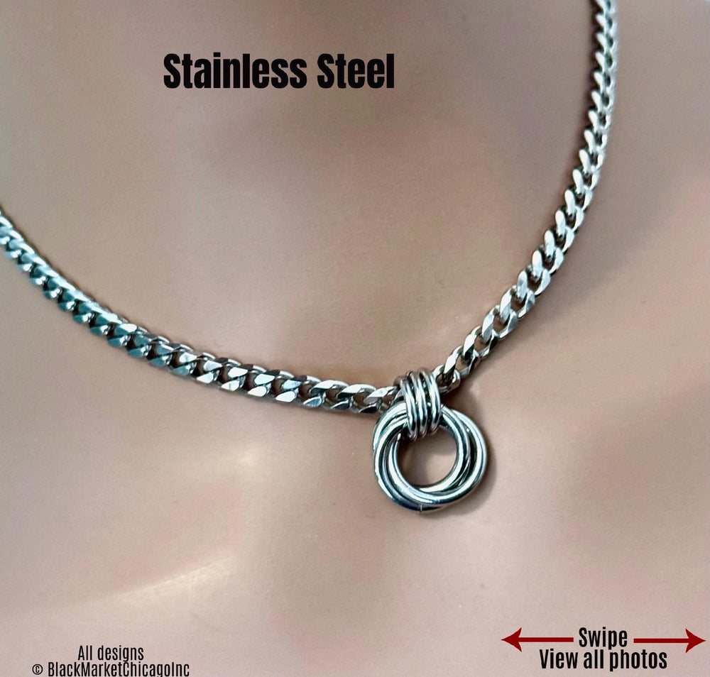 Celtic Knot Day Collar, 24/7 Silver Stainless Steel, Lock Option