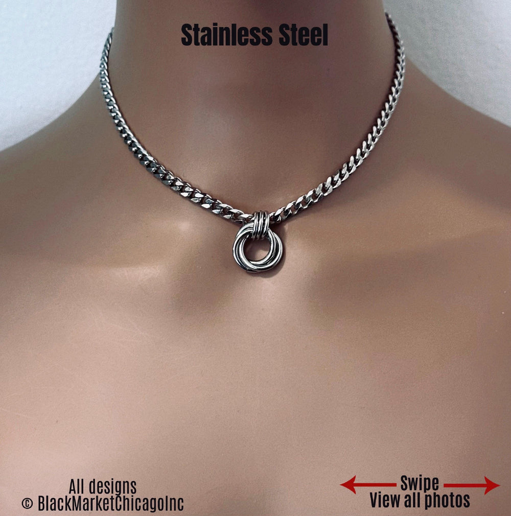 Celtic Knot Day Collar, 24/7 Silver Stainless Steel, Lock Option