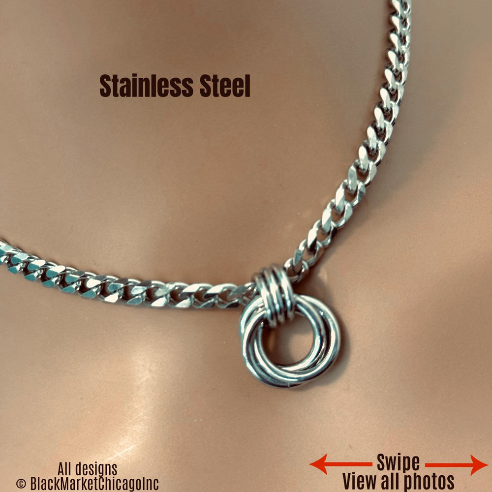 Celtic Knot Day Collar, 24/7 Silver Stainless Steel, Lock Option