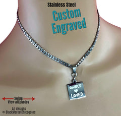 Sub Day Collar, Engraved, 24/7 Lock option, Loved, Owned, Stainless Steel