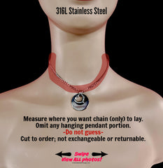 24/7 Sub Day Collar, Mistress Necklace, Waterproof Permanent Lock Option, Pendant & Heart Ring