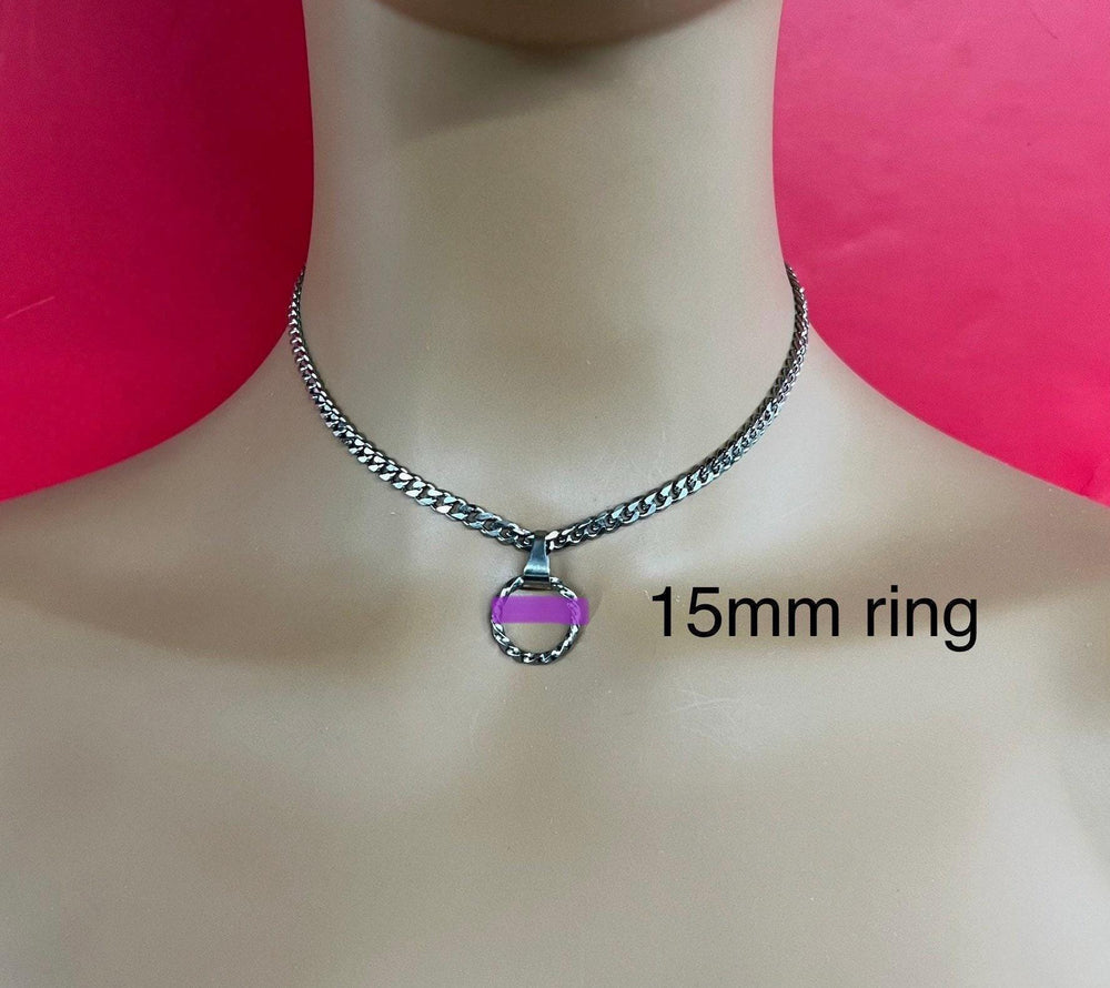 Sub Day Collar TWISTED O-Ring Stainless Steel Chain Necklace or Choker Lockable