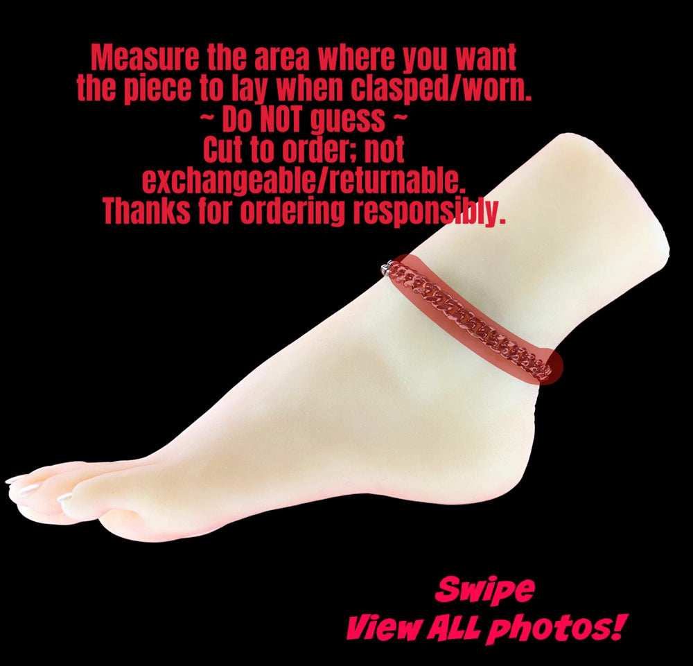 24/7 Discreet Daily Wear BDSM Ankle Bracelet 316L Stainless Steel Dainty Petite Cable Chain and O-Ring