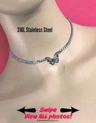 Butterfly Sub Day Collar, 24/7 Wear LOCK Option, All Stainless Steel Curb Chain