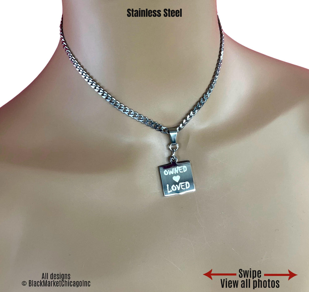 Sub Day Collar, Engraved, 24/7 Lock option, Loved, Owned, Stainless Steel